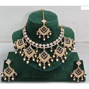Rajwadi Collection Elegant Kundan Stone with Pearl Meenakari Necklace Set 