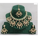 Rajwadi Collection Elegant Kundan Stone with Pearl Meenakari Necklace Set