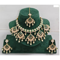Rajwadi Collection Elegant Kundan Stone with Pearl Meenakari Necklace Set
