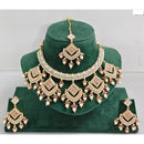 Rajwadi Collection Elegant Kundan Stone with Pearl Meenakari Necklace Set