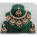 Rajwadi Collection Elegant Kundan Stone with Pearl Meenakari Necklace Set