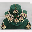 Rajwadi Collection Elegant Kundan Stone with Pearl Meenakari Necklace Set