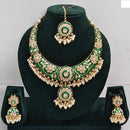 Rajwadi Collection Elegant Kundan Stone with Pearl Meenakari Necklace Set