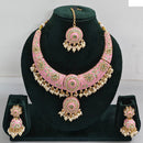 Rajwadi Collection Elegant Kundan Stone with Pearl Meenakari Necklace Set