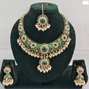 Rajwadi Collection Elegant Kundan Stone with Pearl Meenakari Necklace Set