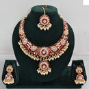 Rajwadi Collection Elegant Kundan Stone with Pearl Meenakari Necklace Set