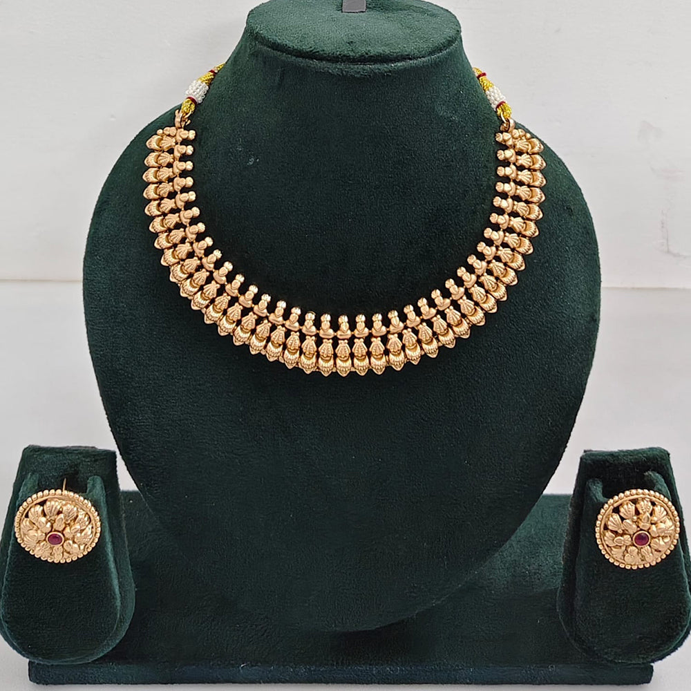 Rajwadi Collection Traditional Pota Stone Wedding Necklace Set