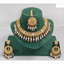 Rajwadi Collection Premium Crystal Stone Pearl And Beads Necklace Set
