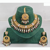 Rajwadi Collection Premium Crystal Stone Pearl And Beads Necklace Set