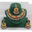 Rajwadi Collection Premium Crystal Stone Pearl And Beads Necklace Set