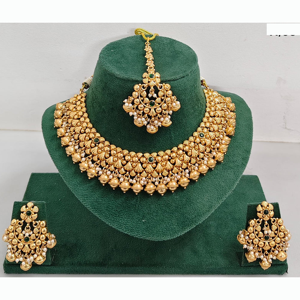Rajwadi Collection Traditional Pota StoneAnd Pearl Necklace Set