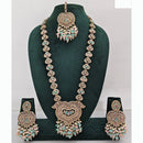 Rajwadi Collection Premium Crystal Stone And Pearl Long Necklace Set
