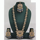 Rajwadi Collection Premium Crystal Stone And Pearl Long Necklace Set