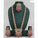 Rajwadi Collection Premium Crystal Stone And Pearl Long Necklace Set