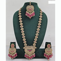 Rajwadi Collection Premium Crystal Stone And Pearl Long Necklace Set