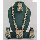 Rajwadi Collection Premium Crystal Stone And Pearl Long Necklace Set