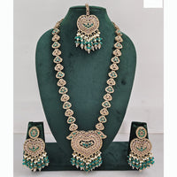 Rajwadi Collection Premium Crystal Stone And Pearl Long Necklace Set