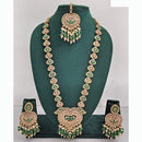 Rajwadi Collection Premium Crystal Stone And Pearl Long Necklace Set