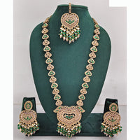 Rajwadi Collection Premium Crystal Stone And Pearl Long Necklace Set