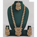 Rajwadi Collection Premium Crystal Stone And Pearl Long Necklace Set