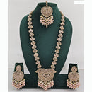 Rajwadi Collection Premium Crystal Stone And Pearl Long Necklace Set