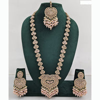 Rajwadi Collection Premium Crystal Stone And Pearl Long Necklace Set