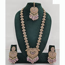 Rajwadi Collection Premium Crystal Stone And Pearl Long Necklace Set