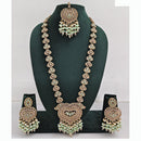 Rajwadi Collection Premium Crystal Stone And Pearl Long Necklace Set
