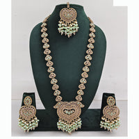 Rajwadi Collection Premium Crystal Stone And Pearl Long Necklace Set
