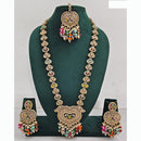 Rajwadi Collection Premium Crystal Stone And Pearl Long Necklace Set
