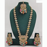 Rajwadi Collection Premium Crystal Stone And Pearl Long Necklace Set