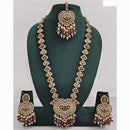 Rajwadi Collection Premium Crystal Stone And Pearl Long Necklace Set