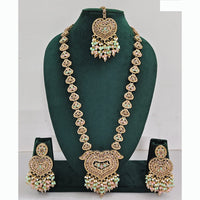 Rajwadi Collection Premium Crystal Stone And Pearl Long Necklace Set