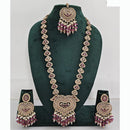 Rajwadi Collection Premium Crystal Stone And Pearl Long Necklace Set