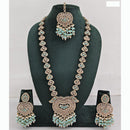 Rajwadi Collection Premium Crystal Stone And Pearl Long Necklace Set