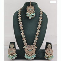 Rajwadi Collection Premium Crystal Stone And Pearl Long Necklace Set