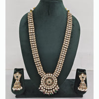 Rajwadi Collection Premium Kundan Stone And Pearl Long Necklace Set
