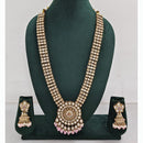 Rajwadi Collection Premium Kundan Stone And Pearl Long Necklace Set