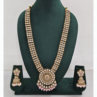 Rajwadi Collection Premium Kundan Stone And Pearl Long Necklace Set