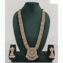 Rajwadi Collection Premium Kundan Stone And Pearl Long Necklace Set