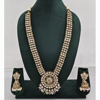 Rajwadi Collection Premium Kundan Stone And Pearl Long Necklace Set