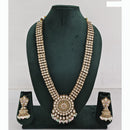 Rajwadi Collection Premium Kundan Stone And Pearl Long Necklace Set