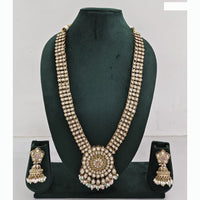 Rajwadi Collection Premium Kundan Stone And Pearl Long Necklace Set