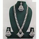 Rajwadi Collection Premium Crystal Stone And Pearl Long Necklace Set
