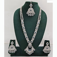 Rajwadi Collection Premium Crystal Stone And Pearl Long Necklace Set