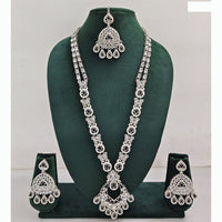 Rajwadi Collection Premium Crystal Stone And Pearl Long Necklace Set