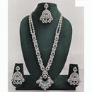 Rajwadi Collection Premium Crystal Stone And Pearl Long Necklace Set