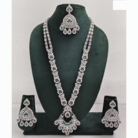Rajwadi Collection Premium Crystal Stone And Pearl Long Necklace Set