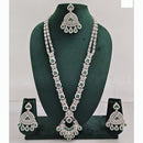 Rajwadi Collection Premium Crystal Stone And Pearl Long Necklace Set