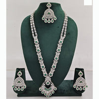 Rajwadi Collection Premium Crystal Stone And Pearl Long Necklace Set